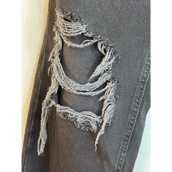 Free People Jeans 26 Maggie Black Mid Rise Grunge Button Fly Festival Whimsygoth - Picture 8 of 11